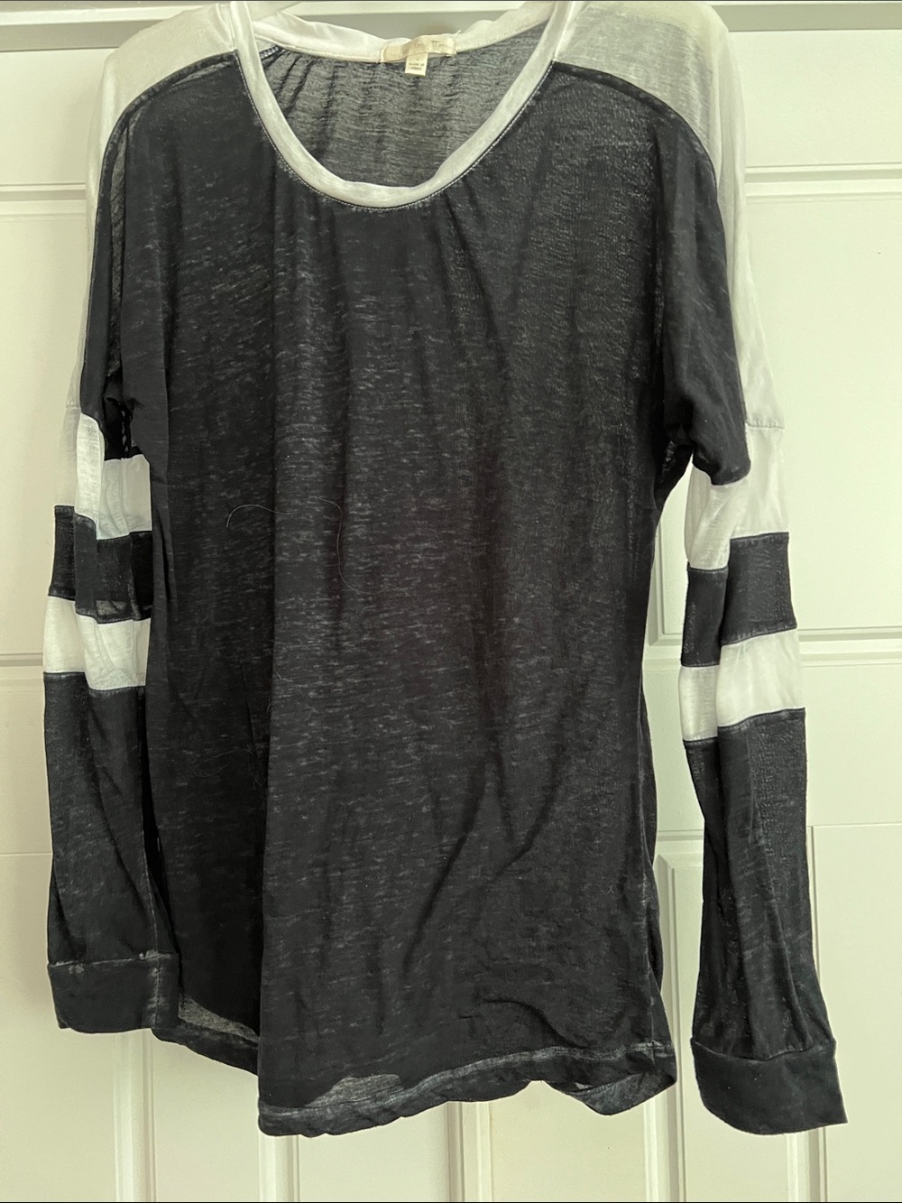 Women’s Black & White Long Sleeve Contrast Raglan Tee